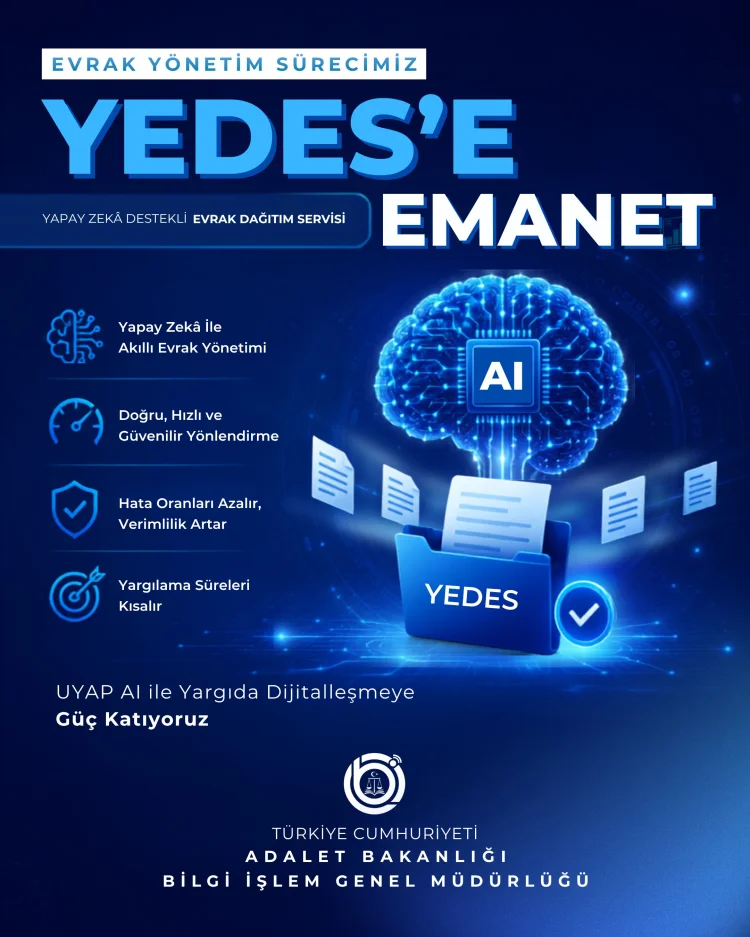 Adalet Bakanlığı'nda Yapay Zekâ Dönemi: YEDES Evrak Yönetimini Hızlandırıyor