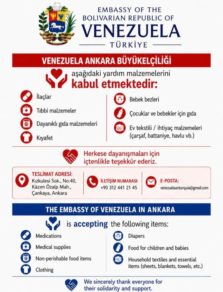 Gaziantep'ten Venezuela'ya Umut Köprüsü: Başkan Şahin'den Maaş Bağışı ve Yardım Tırı