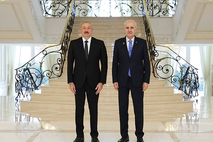 TBMM Başkanı Kurtulmuş, Azerbaycan Cumhurbaşkanı Aliyev ile Görüştü