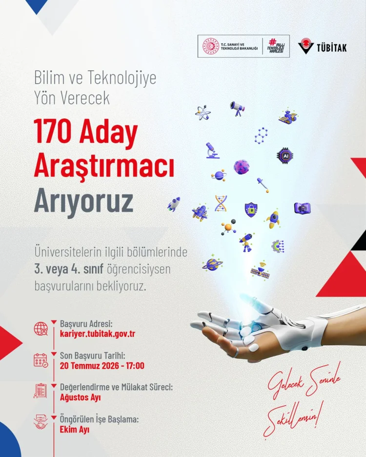 TÜBİTAK'tan Geleceğin Bilim İnsanlarına Çağrı: 170 Aday Araştırmacı Yetiştirilecek