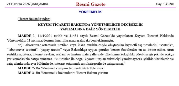 Kuyumculukta Sentetik Ürünler İçin Yeni Etiketleme Zorunluluğu