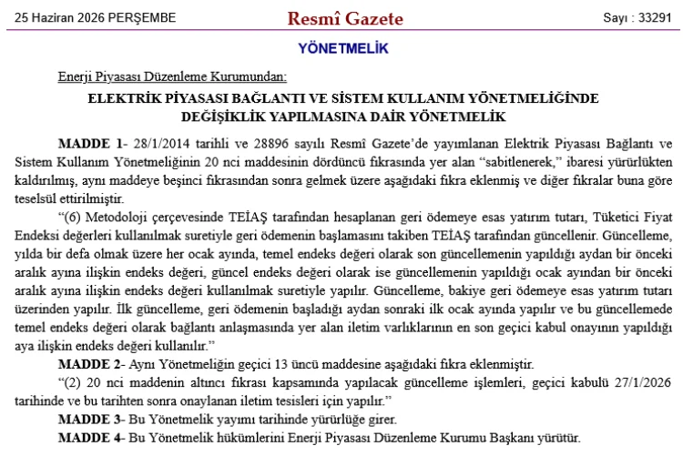 EPDK Elektrik Piyasasında Bağlantı ve Sistem Kullanımı İçin Yeni Düzenleme Getirdi