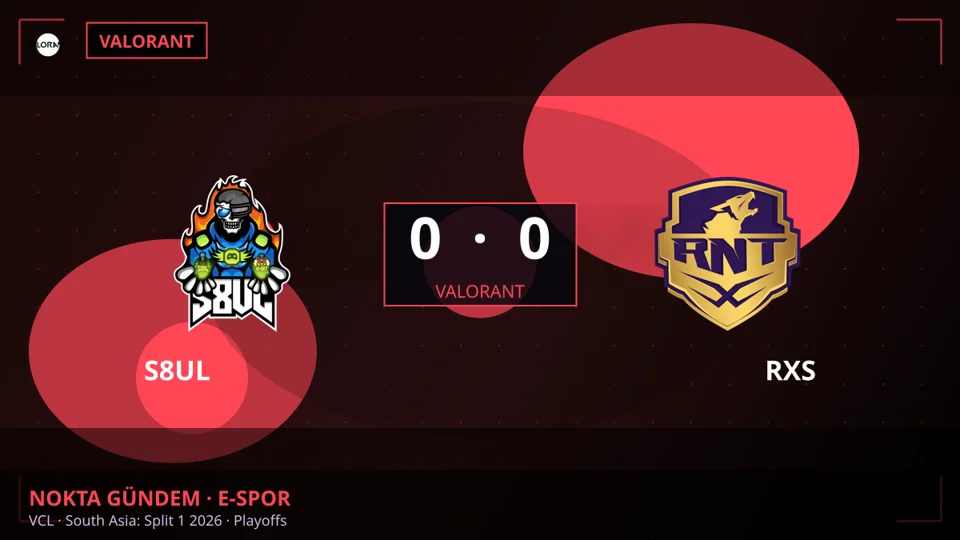 S8UL 0 - 0 RXS — VCL · South Asia: Split 1 2026 · Playoffs (Valorant)