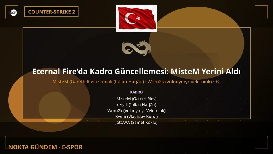 Eternal Fire'da Kadro Güncellemesi: MisteM Yerini Aldı