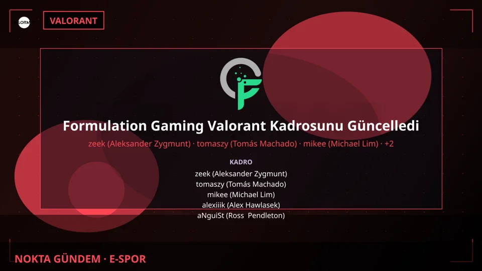 Formulation Gaming Valorant Kadrosunu Güncelledi