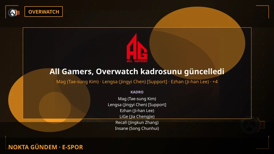 All Gamers, Overwatch kadrosunu güncelledi
