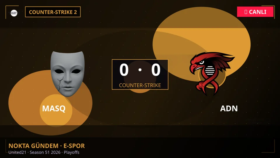 CANLI: MASQ 0 - 0 ADN — United21 · Season 51 2026 · Playoffs (Counter-Strike)