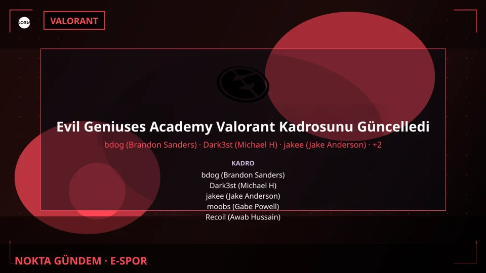 Evil Geniuses Academy Valorant Kadrosunu Güncelledi