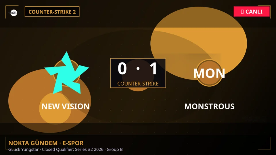 CANLI: NEW VISION 0 - 1 MONSTROUS — GLuck Yungstar · Closed Qualifier: Series #2 2026 · Group B (Counter-Strike)