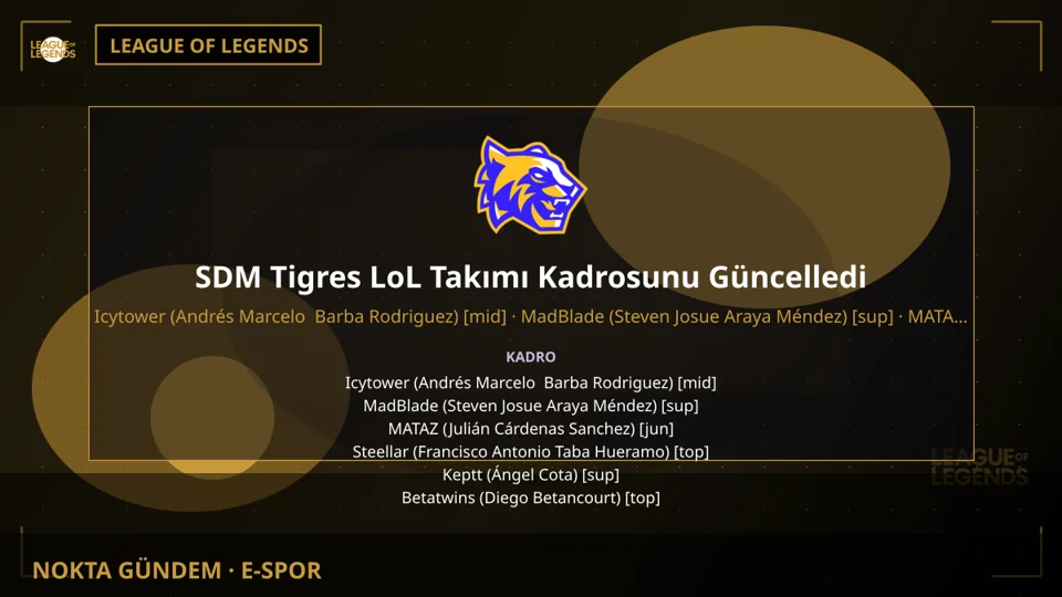 SDM Tigres LoL Takımı Kadrosunu Güncelledi