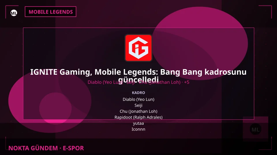 IGNITE Gaming, Mobile Legends: Bang Bang kadrosunu güncelledi