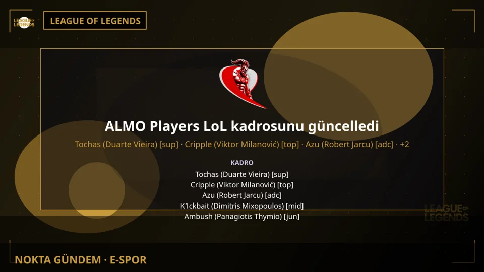 ALMO Players LoL kadrosunu güncelledi