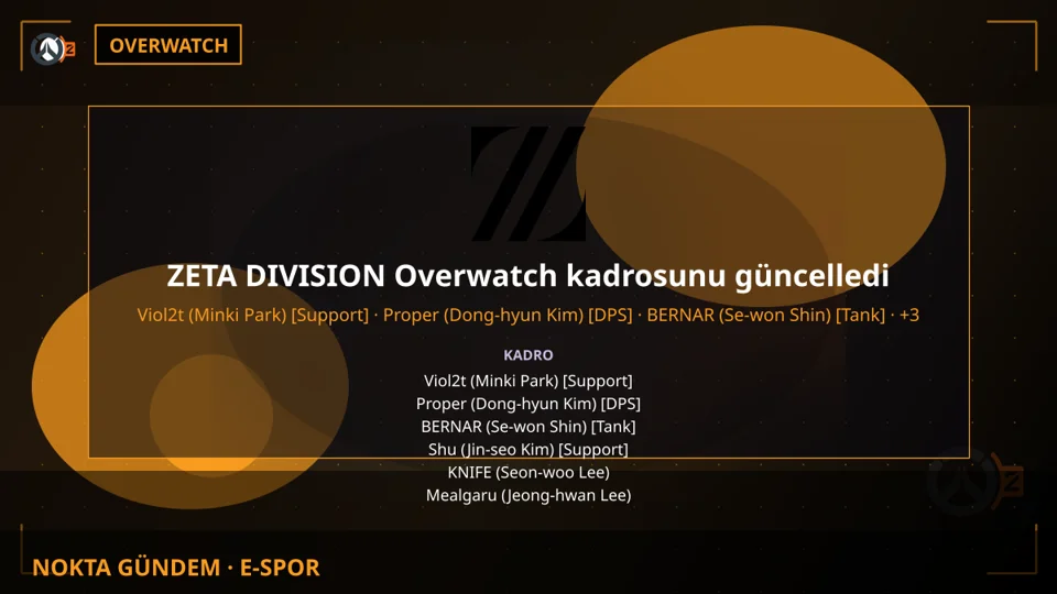 ZETA DIVISION Overwatch kadrosunu güncelledi