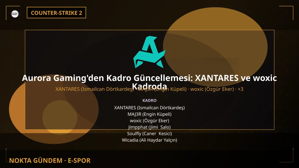 Aurora Gaming'den Kadro Güncellemesi: XANTARES ve woxic Kadroda