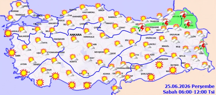 Türkiye'nin Kuzey ve İç Kesimlerinde Yerel Sağanak Yağışlar Bekleniyor
