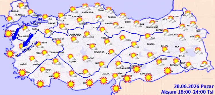 28 Haziran Pazar: Türkiye Geneli Hava Durumu Tahmini