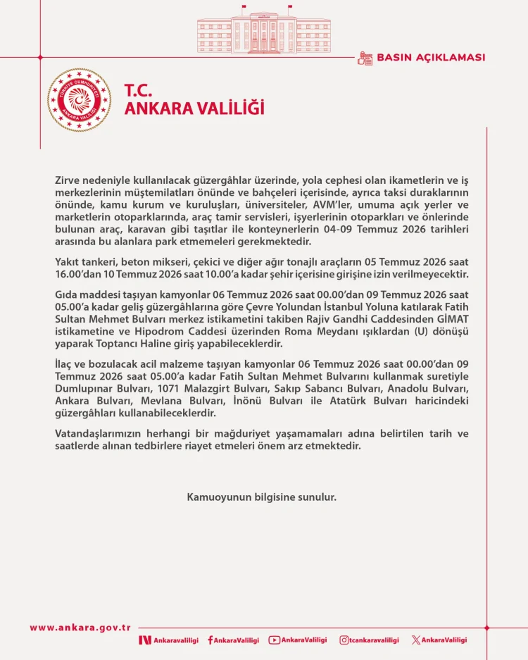 NATO Zirvesi İçin Ankara'da Geniş Güvenlik ve Trafik Önlemleri Alınıyor