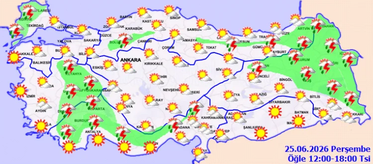 Türkiye'nin Kuzey ve İç Kesimlerinde Yerel Sağanak Yağışlar Bekleniyor