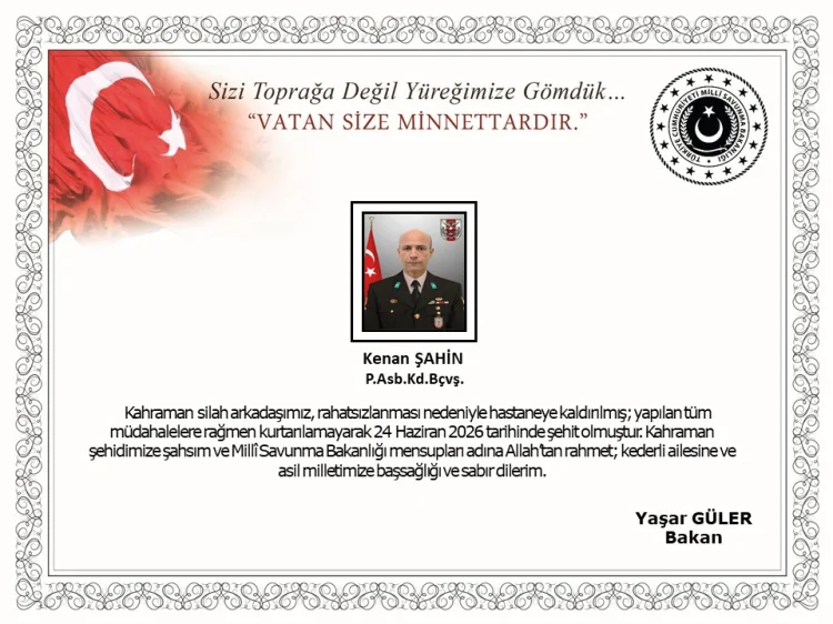 Piyade Astsubay Kıdemli Başçavuş Kenan Şahin Şehit Düştü