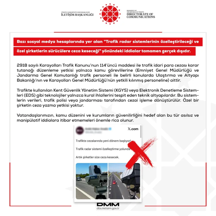 Trafik Radarlarının Özelleştirileceği İddialarına Yalanlama: Cezai İşlem Yetkisi Kamu Kurumlarında