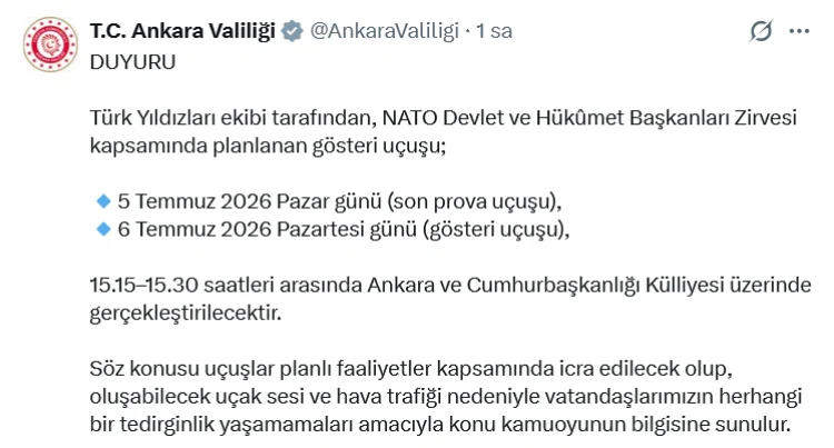 NATO Zirvesi Öncesi Türk Yıldızları Ankara Semalarında Gösteri Uçuşu Yapacak