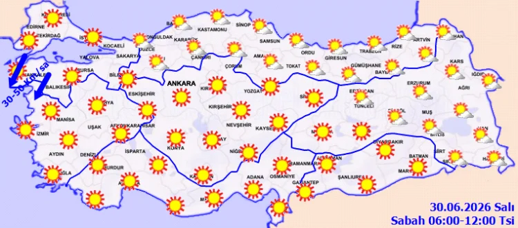 Türkiye'de Sıcak Hava Etkisini Sürdürüyor, İki Bölgede Kuvvetli Rüzgar Uyarısı