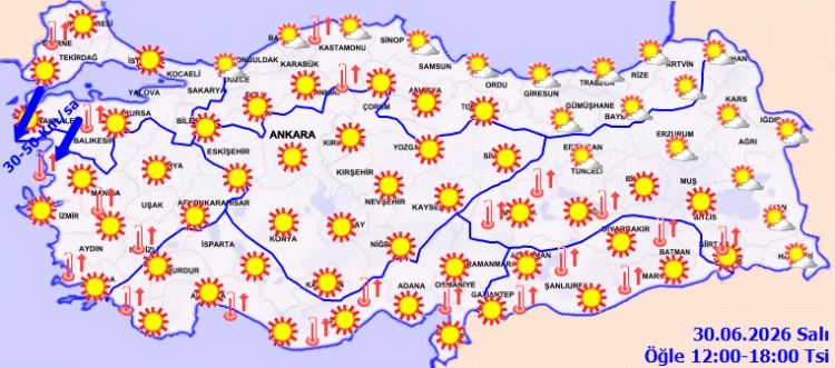 Türkiye'de Sıcak Hava Etkisini Sürdürüyor, İki Bölgede Kuvvetli Rüzgar Uyarısı