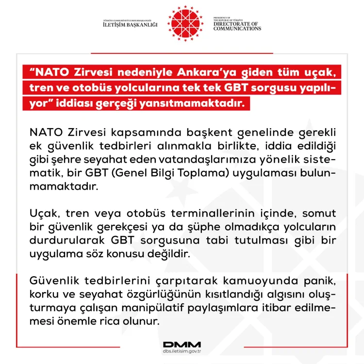 Dezenformasyonla Mücadele Merkezi: GBT İddiaları Gerçeği Yansıtmıyor