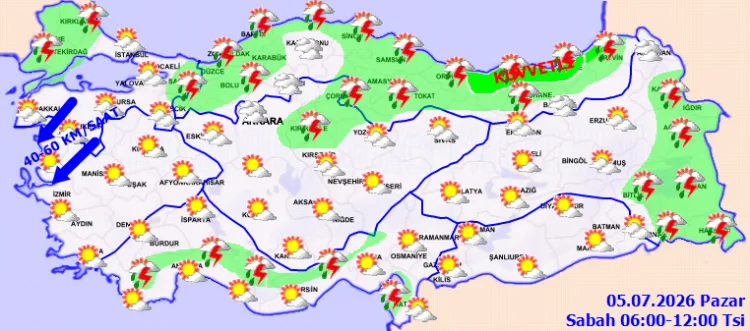 Meteoroloji'den Türkiye Geneline Kuvvetli Yağış ve Fırtına Uyarısı: 5 Temmuz Pazar Günü Dikkatli Olunmalı