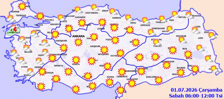 Türkiye'nin Kuzey ve Batısı Yerel Sağanakla Buluşuyor: Çanakkale ve Ege'de Yağış Bekleniyor