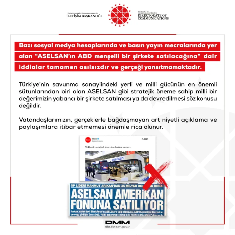 ASELSAN'ın Satılacağı İddialarına Yalanlama: DMM Gerçeği Açıkladı