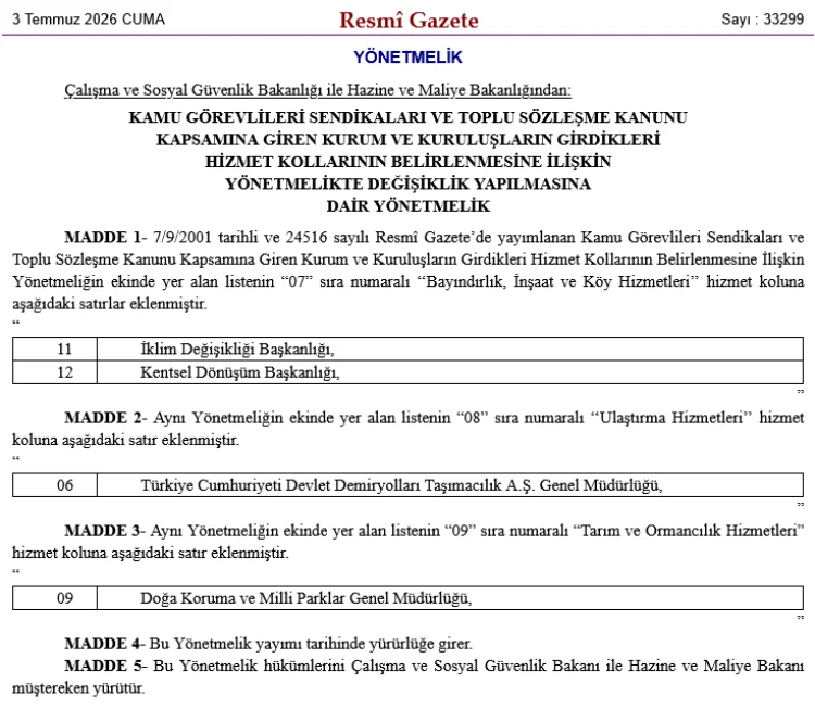 Kamu Kurumlarının Hizmet Kolları Yeniden Düzenlendi: Yeni Yapı Resmi Gazete'de Yayımlandı