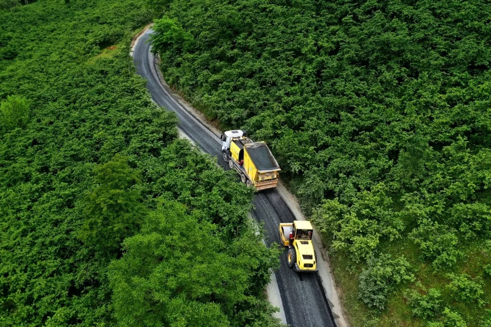 Ordu'da Kırsal Yolda Asfalt Çalışmaları Tamamlanıyor